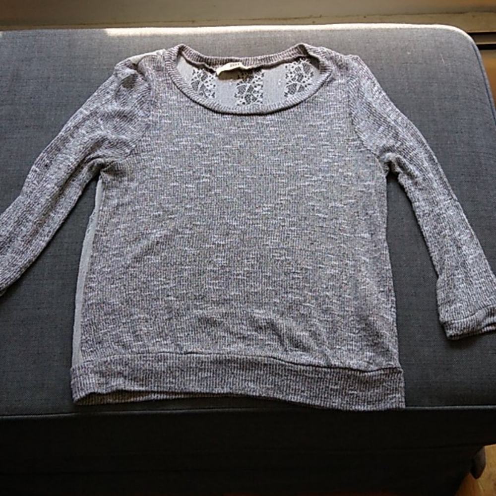 Grey and Lace 3/4 light sweater